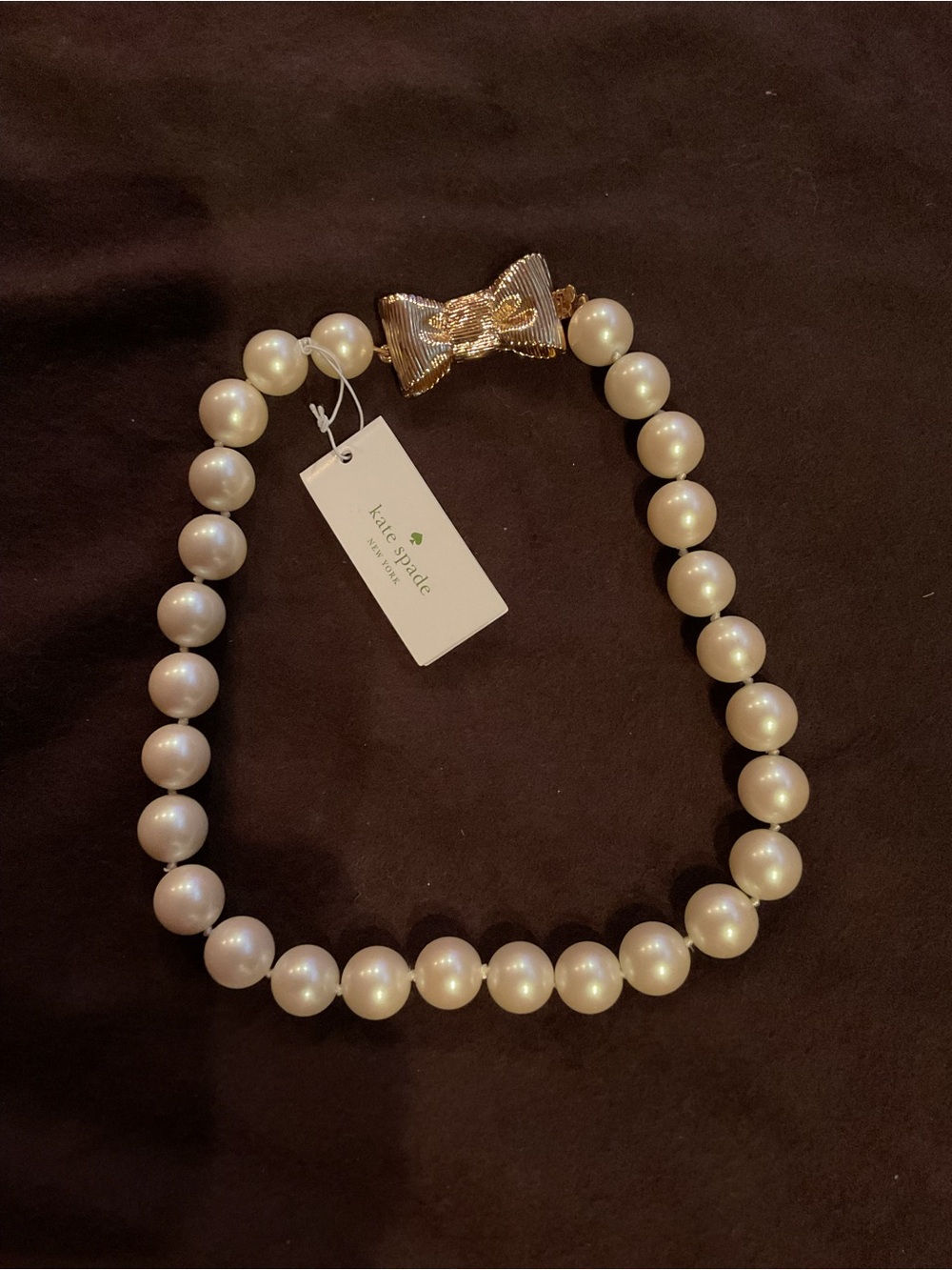 kate spade Cream Pearl Necklace with Gold Bow Accent